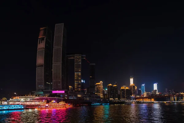 Chongqing China August 2019 Night View Modern Commercial Business Building — Stock Photo, Image