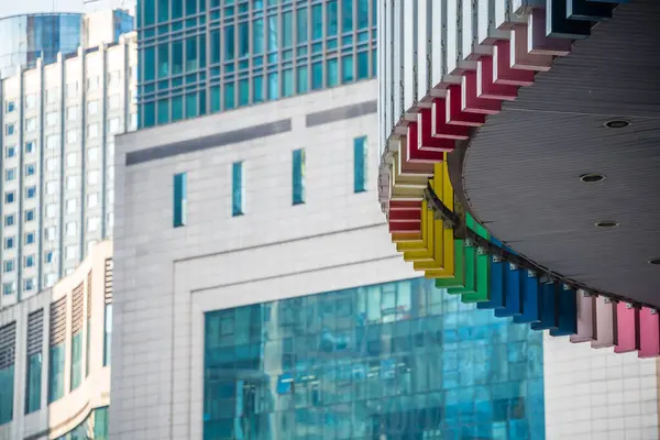 Chongqing China Agosto 2019 Detalhe Exterior Arco Íris Colorido Moderno — Fotografia de Stock