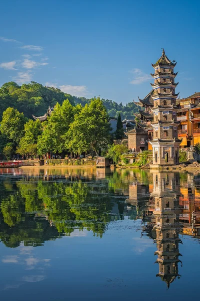 Feng Huang Čína Srpen 2019 Památník Fenghuang Wanming Pagoda Tower — Stock fotografie