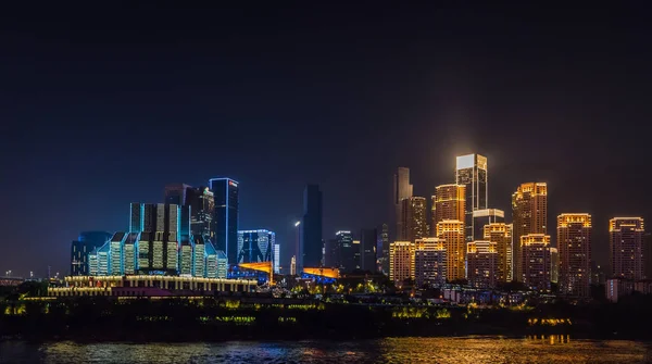 Chongqing Chiny Sierpień 2019 Widok Nocny Światła Miasta Chongqing Nad — Zdjęcie stockowe