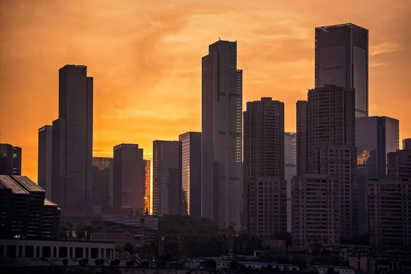 Chongqing China Augustus 2019 Zicht Hoge Hoogbouw Woon Bedrijfsgebouwen Stad — Stockfoto