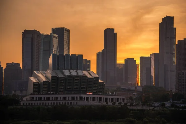 Chongqing Çin Ağustos 2019 Chongqing Şehrindeki Yüksek Binaların Ticari Binaların — Stok fotoğraf