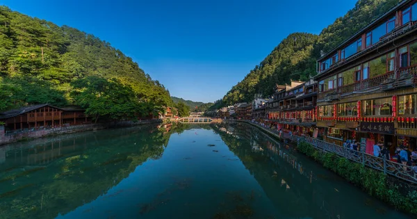 Feng Huang Chine Août 2019 Ancien Pont Vieilles Maisons Traditionnelles — Photo