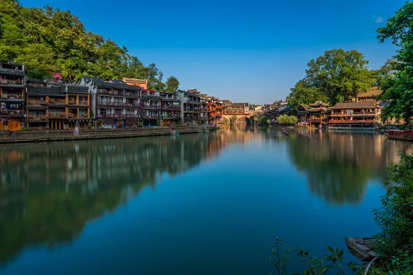 Feng Huang China August 2019 Water Reflection Traditional Old Wooden — Stock Photo, Image