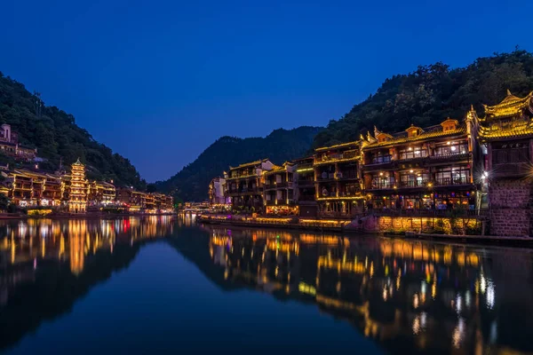 Feng Huang China August 2019 Historic Old Town Buildings Riverbanks — Stock Photo, Image