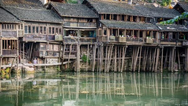 Feng Huang China August 2019 Old Historic Wooden Diaojiao Houses — Stock Photo, Image