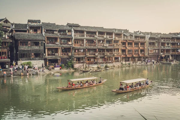 Feng Huang China August 2019 Old Historic Wooden Tourist Boats — Stock Photo, Image