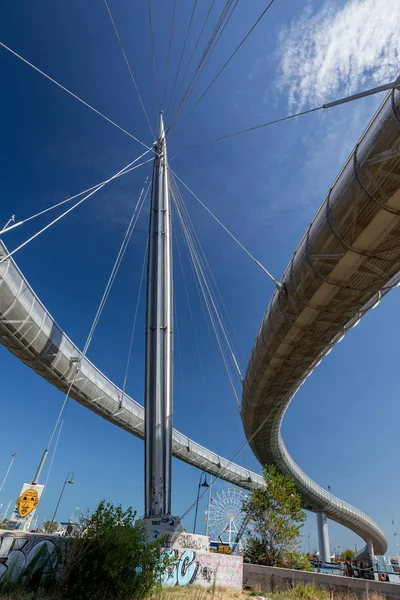 Modern suspended bridge Ponte del Mare at Pescara, Abruzzo, Ital
