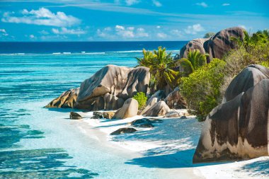 Beautiful beach of Seychelles clipart