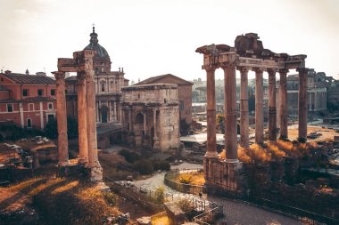 Güneş ışığı, Roma, İtalya, Roman Forum antik kalıntılar