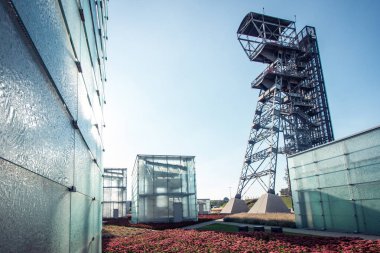 Katowice, Polonya - 25 Ağustos 2016: Silesian eski kömür madeni 