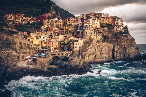 Mooie Stad Van Manarola Een Van Beroemde Cinque Terre Italië — Stockfoto