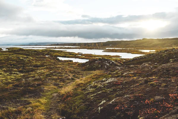 Surrealista Colorido Paisaje Islandia Atardecer — Foto de Stock