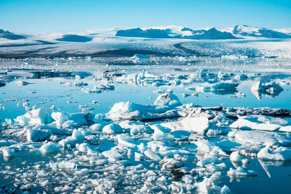 Lagoa Glaciar Espetacular Islândia Com Icebergs Flutuantes — Fotografia de Stock
