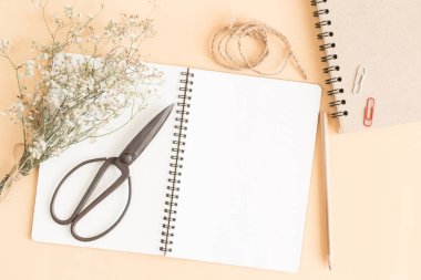 çalışma alanı boş defter ile düz yatıyordu görüntü