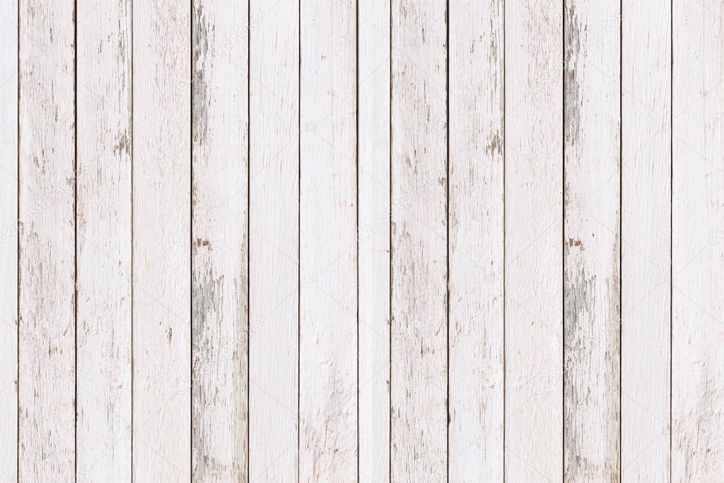White natural wood wall texture and background, Empty surface white wood for design