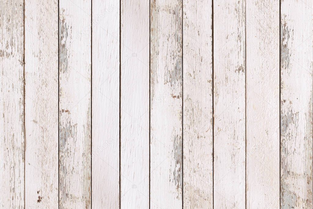 White natural wood wall texture and background, Empty surface white wooden for design