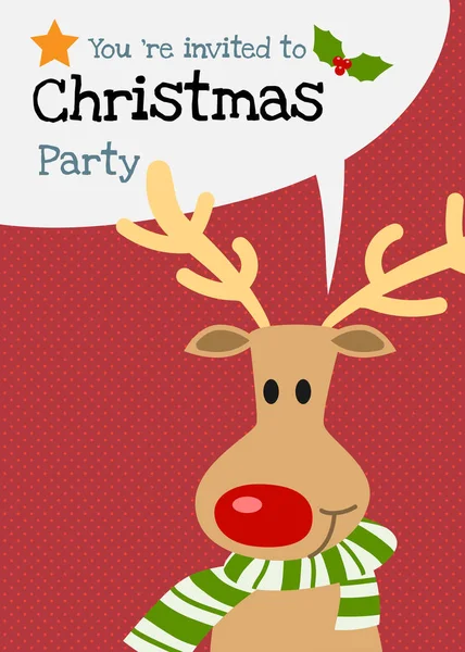 Merry Christmas vector reindeer character greeting card. — Stock Vector
