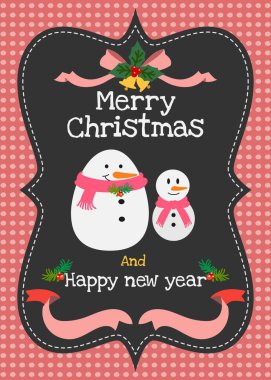 Neşeli Noel ve mutlu yeni yıl tebrik kartı vektör. 