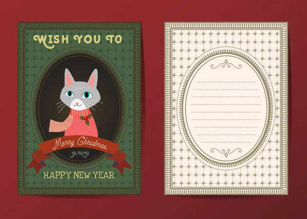 Neşeli Noel ve mutlu yeni yıl tebrik kartı vektör — Stok Vektör
