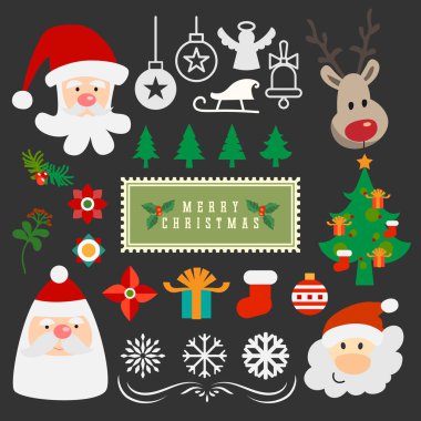 Neşeli Noel vektör nesnesi süsleme toplama.
