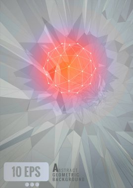 Yumuşak renk arka plan üzerinde soyut parlayan geometrik tel kafes