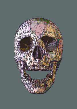 Kafatası açık ağız önünde görüntülemek serin öğe şekil stili ile