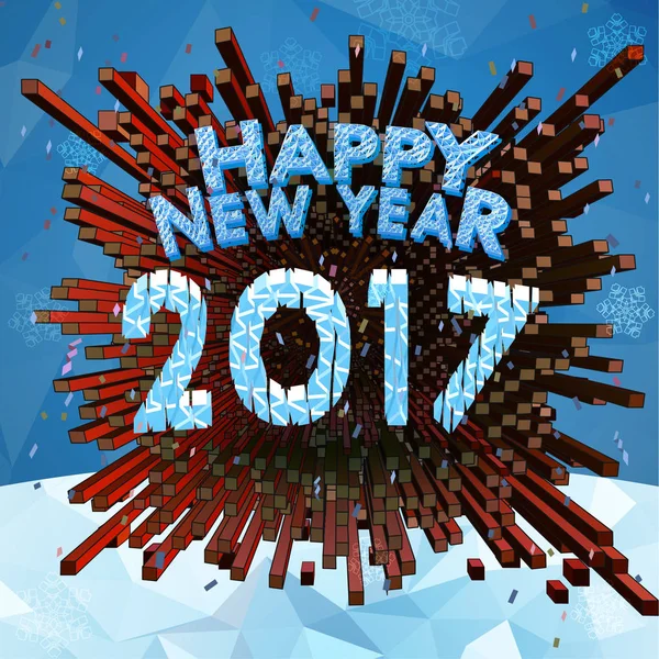 2017 Saludo de año nuevo con estilo de arte isométrico — Archivo Imágenes Vectoriales