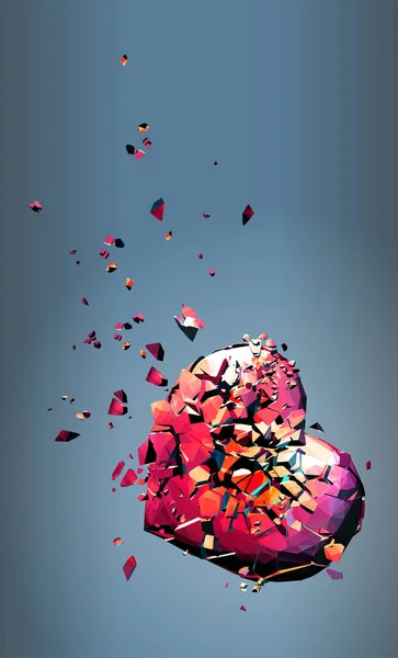 arka plan boyunca aşağı pembe poligonal kırık kalp Güz