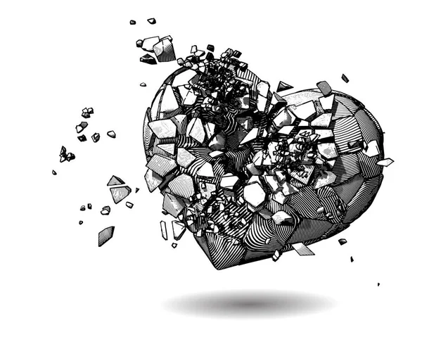 Kırık kalp çizim çizim üzerinde beyaz Bg