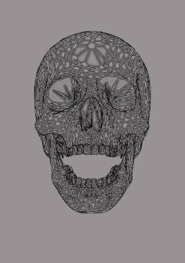 Kafatası açık beyaz Bg Boho tarzı çizim