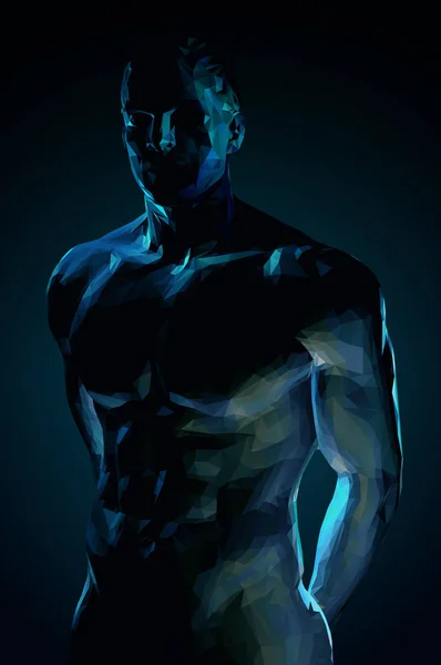 Wielokątne męskiego ciała na ciemny niebieski Bg — Wektor stockowy