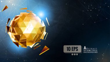 Parlayan poligonal küre üzerinde koyu mavi Bg