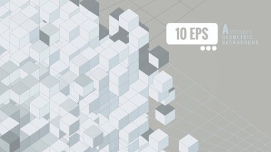 Soyut izometrik küp üzerinde gri Bg ayarla