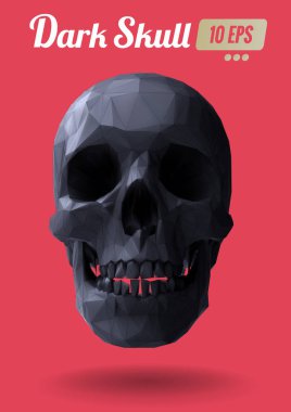 Düşük Poli siyah kafatası üzerinde parlak kırmızı Bg