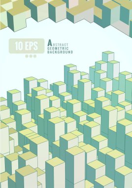 İzometrik soyut küp pastel renk Bg şablonu ile