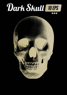 Karanlık Bg üzerinde oyma altın kafatası Önden Görünüm