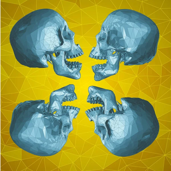 Низкий поли-череп на желтой BG — стоковый вектор