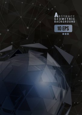 Soyut gri üçgen küre üzerinde bağlı noktalar Bg