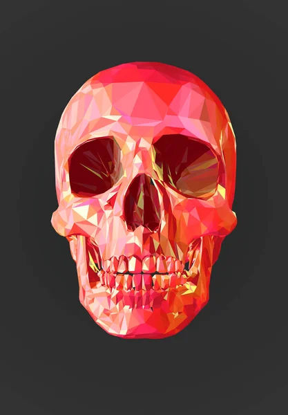 Lage poly rode schedel op donkere Bg — Stockvector
