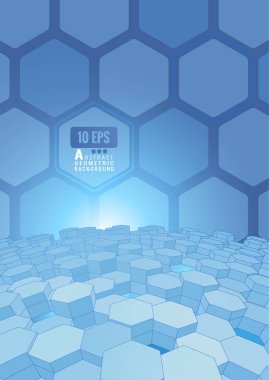 Soyut altıgen konsepti üzerine ışık mavi Bg