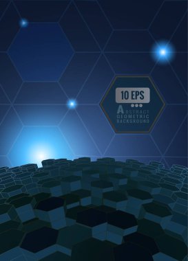 Koyu mavi soyut altıgen döşeme arka planı 