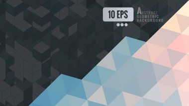 Renkli üçgen karanlık izometrik küp desen Bg üzerinde yatıyordu