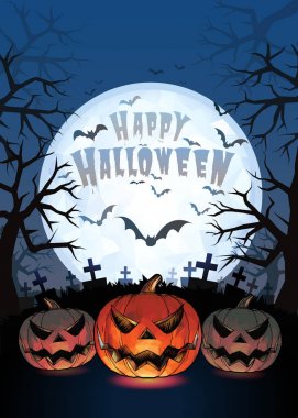 Cadılar Bayramı için karanlık mezar orman illüstrasyon jakına