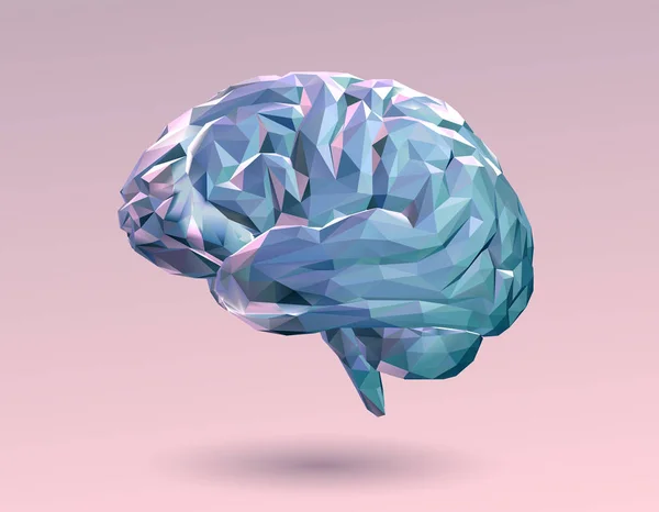 Renkli pastel düşük Poli beyin üzerine pembe Bg