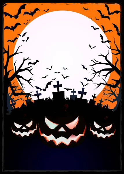 Jack on the dark grave forest illustration for halloween — Stock Vector