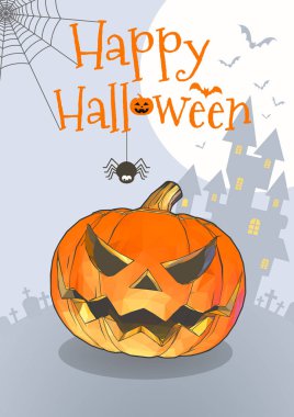 Jack Balkabağı gri Bg illüstrasyon Cadılar Bayramı için üzerinde