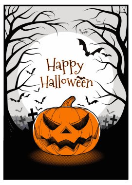 Cadılar Bayramı için karanlık mezar orman illüstrasyon jakına