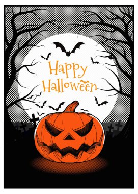 Cadılar Bayramı için karanlık mezar orman illüstrasyon jakına