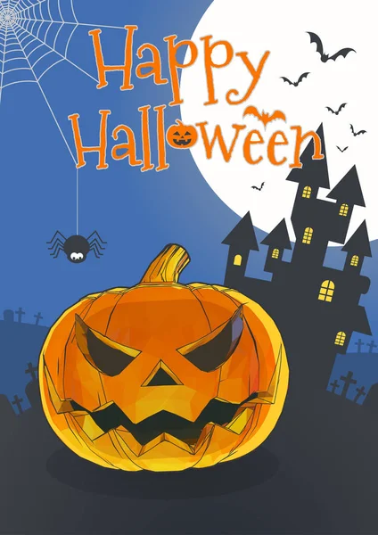 Jack abóbora em azul BG ilustração para halloween —  Vetores de Stock